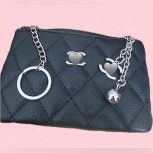 Black Quilted Chain Wallet